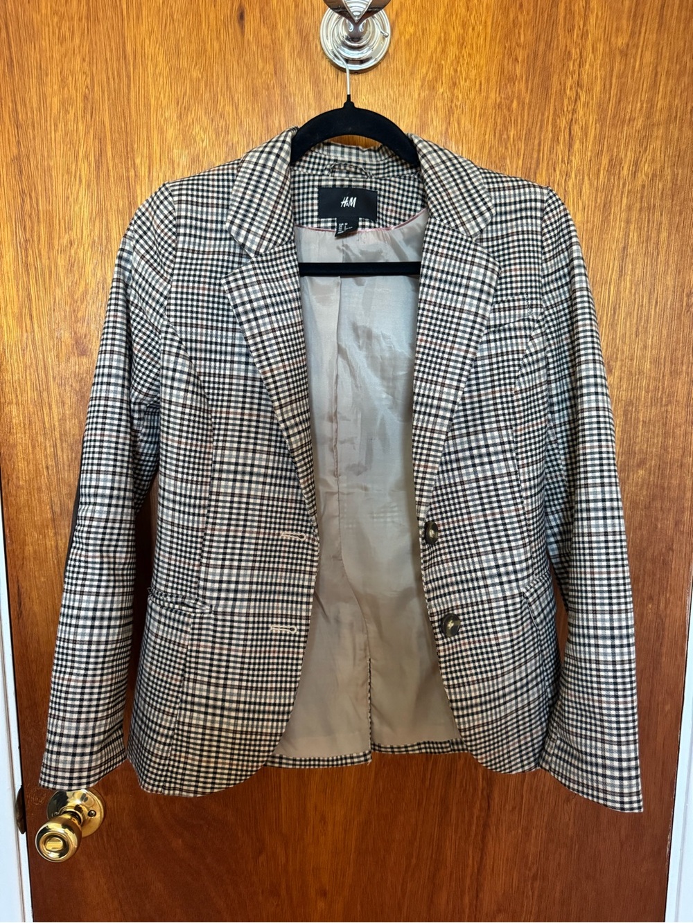 H&M Plaid Blazer in Brown and Cream